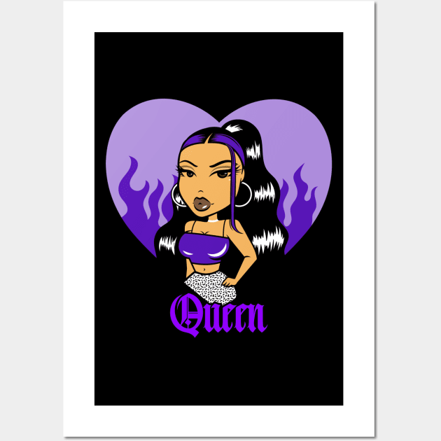 Queen Doll girl Purple-Out heart v1.1 Wall Art by Just In Tee Shirts